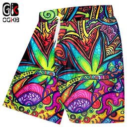 Heren Shorts Ogkb Casual Gyms 3D Printing Olieverfschilderij Bladeren Grappige Plus Size 5XL Kleding Mannen