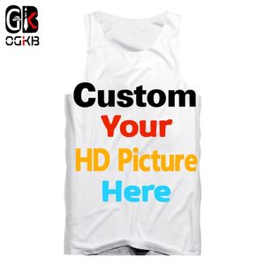 OGKB Drop, venta al por mayor, camiseta sin mangas personalizada para hombres, DIY, su propio diseño, chaleco 3D, camisetas sin mangas de Fitness personalizadas, camisetas 220707