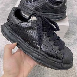 OGOGMAISON MIHARA YASUHIRO MMY OLLOSSE SCHOENEN SNAKE PATROON LEDER LEDER HOORD STAR CO MERKTE Echt lederen dikke zoolschoenen voor mannen en vrouwen