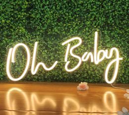 Oh Baby, letreros de neón, luces de neón personalizadas para decoración de pared del dormitorio, diseño de logotipo con letras iluminadas, lámpara de cumpleaños, decoración para fiesta de boda 9947767