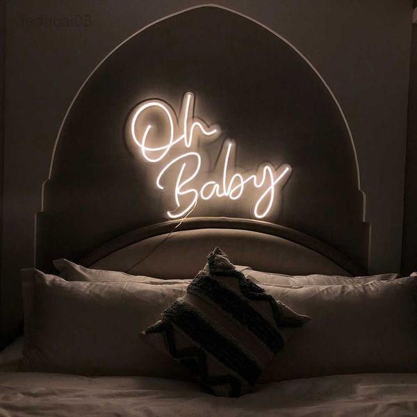 Oh signe pour décorations de douche de bébé décor de mariage toile de fond Photo Prop cadeaux d'anniversaire 5v-12v LED Neon Light Signs HKD230706