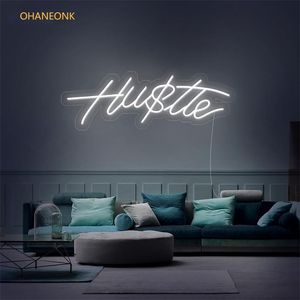 OHANEONK Hustle LED enseigne au néon lumière lettre nom personnalisé enseigne au néon personnalisé pour fête mariage maison décorative 220623