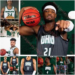 Ohio Bobcats basketbaltrui Ike Cornish Shereef Mitchell Ben Nicol aangepaste gestikte heren jeugd Ohio Bobcats truien