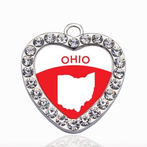 Ohio Outline Cercle Charme Vintage Coeur Charmes Pendentifs De Mode Charme Collier Pour Les Femmes Hommes DIY Bijoux