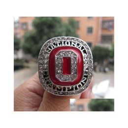 Ohio State 2014 Osu Buckeyes Cfp Voetbal Nationaal Kampioenschap Ring Met Houten Display Box Souvenir Mannen Fan Gift Groothandel Drop Deli Dhsl3