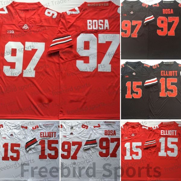 Ohio State Beckeyes 97 Joey Bosa camiseta de fútbol 15 Ezekiel Elliot camisetas 32 TreVeyon Henderson camisetas universitarias para hombre cosidas rojas