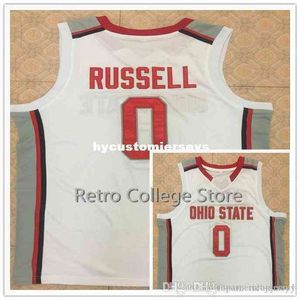 Ohio State Buckeyes # 0 D'Angelo Russell Retro Basketball Jersey cousé Personnaliser le nom XS-6XL
