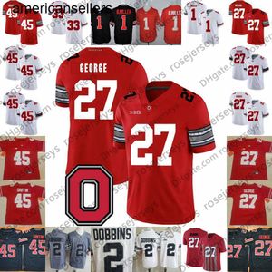 Ohio State Buckeyes # 27 Eddie George 32 Jack Tatum 36 Chris Spielman 45 Archie Griffin 9 Johnny Utah Vintage Rouge Blanc Jersey