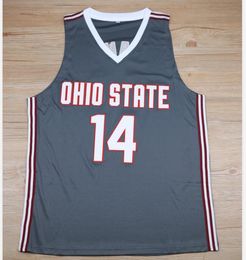 Ohio State Buckeyes College # 14 Joey Lane Baloncesto Jersey Hombre Cosido Número personalizado Nombre gris Jerseys