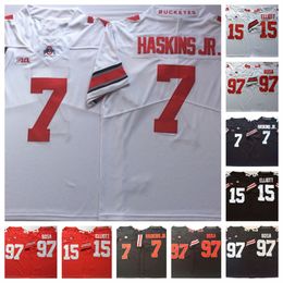 Ohio State Buckeyes voetbalshirt 7 Dwayne Haskins Jr. 15 Ezekiel Elliott 97 Joey Bosa gestikte trui Op voorraad