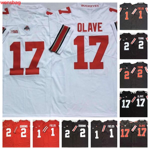 Ohio State Buckeyes en stock Football 17 Chris Olave 1 Justin Fields 2 Chase Young Ed Jersey Maillot de football universitaire