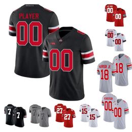 Ohio State Buckeyes Camisetas de fútbol universitario personalizadas Marvin Harrison Jr. Jaxon Smith-Njigba C.J. Stroud J.T. Tuimoloau Emeka Egbuka Kyle McCord Joey Bosa Justin Fields