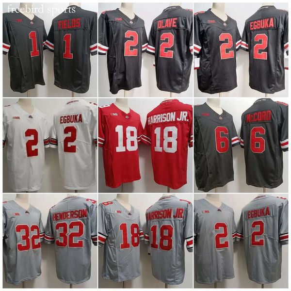 Ohio State Buckeyes New Grey Football Jersey 18 Marvin Harrison McCord Fleming Wilson Stroud Justin Fields 44 J.T.Tuimoloau Egbuka 2 Young Olave George Bosa