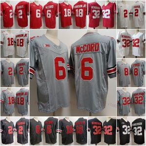 Ohio State Buckeyes OSU College Football Jersey Emeka Egbuka Kyle McCord Cade Stover Marvin Harrison Jr TreVeyon Henderson Rood Zwart Grijs Maat S-XXXL Gestikt