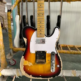 Ohn Cruz Master construit Andy Summers Hommage Relic Heavy Relic vintage Sunburst 1961 Guitare électrique pont en laiton, fils actifs, Split Coil