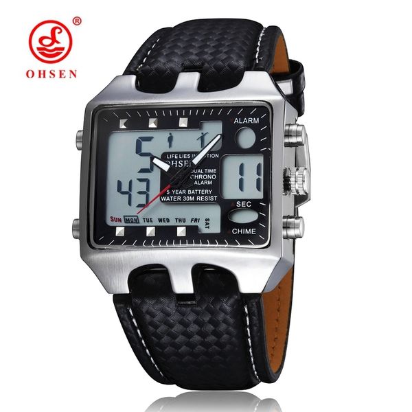 OHSEN Moda Deporte al aire libre Reloj Hombres Multifunción 5 Bar Impermeable Negro Militar Relojes digitales Reloj Relogio Masculino 220623