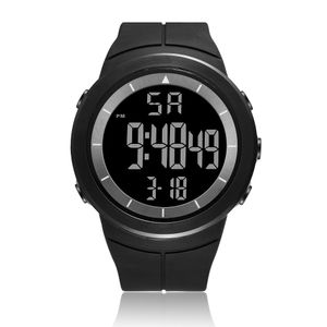 OHSEN hommes montres de sport 50 m étanche militaire LCD numérique noir Silicone Bracelet hommes montres chronomètre réveil