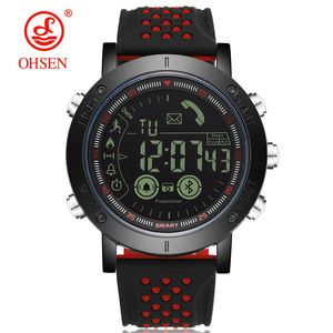 OHSEN Sport de plein air montre intelligente hommes podomètres Bluetooth rappel d'appel alarme Wateproof Smartwatch LED numérique relogio masculino