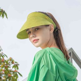 OHSUNNY Panama Hoed Zomer Zonhats voor Vrouwen Man Strand Opvouwbare Wasbare Verstelbare Stro Hat UV-bescherming GLB HAPAULE 2021 G220301