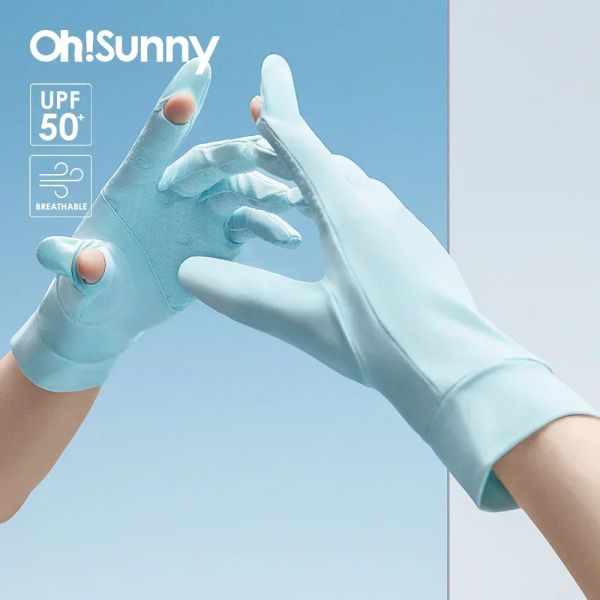 Ohsunny Summer Light Breathable Suncreen Driving Gants New Tech Tech Ceramic Fabric UPF 2000+ Anti UV Slip pour le cyclisme extérieur