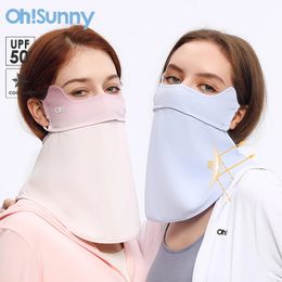 OhSunny Masque de protection solaire avec cou UP000 Protection solaire anti-poussière extérieure Refroidissement Lavable Housse de visage respirante réglable 240226