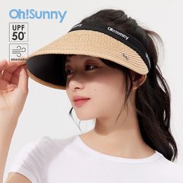 OHSUNNY FEMMES VIDE TOP SURHAT UV PROTECTION BET HAPET UNISEX ANTIUV UPF50 Visor de soleil réglable pour l'été Outdoors Beach240409