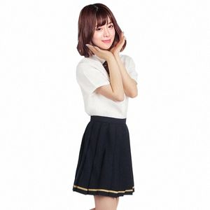 Ohyeahlady Femmes Étudiant JK Uniformes Ensemble Grande Taille Sexy École Cosplay Costume Collège Style Marin Blouse Jupe Plissée Costume V90P #