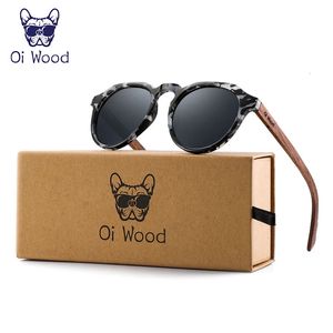 Oi Wood Sunglasses Femmes pour hommes verres de soleil en bois de noix en bois rond Red Lenstortoise Shell Frames 240520