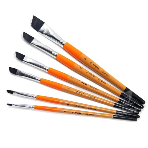 Huile 6pcs / set, couleur orange uv protection de l'environnement peinture birch roule couteau bord peinture de gouache aquarelle brosses acryliques