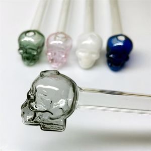 Brûleur d'huile gros tubes en verre ongles fumer les tuyaux de fumer 14 cm crâne transparent / coloré