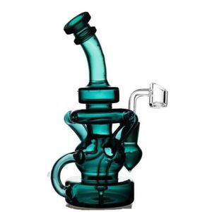 Quemador de aceite Bong de vidrio púrpura Hookah Bubber Tubería de agua ARTE CON BANGER Concentrado Rigs Dabber 14 mm banger 8 pulgadas de altura