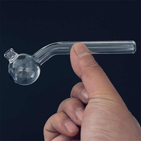 Pipe en verre pour brûleur à mazout 3cm Big Ball 4,7 pouces de longueur Pipes à fumer 12cm Pyrex transparent épais clair Grand artisanat Tenir les tubes à fumer pour les fumeurs en gros