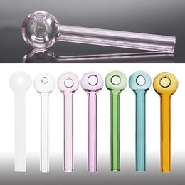 Brûleur à mazout Pipe en verre tabac herbe clous Pipes à eau Accessoires pour fumeurs 3,9 pouces d'épaisseur Pyrex Portable Tube à fumer Rose Bleu Vert Couleur claire En gros