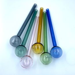 Tuyau de brûleur à mazout dab paille accessoires pour fumer coloré 6 pouces 4 pouces de longueur clair rose bleu vert pas cher verre brûlant des conduites d'eau