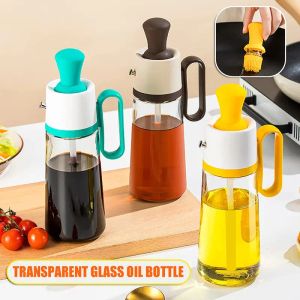 Oil Dispenser Bottle with Silicone Brush 550ml 2 in 1 Olive Oil Bottles for kitchen Baking Cooking Food Sauce Butter Oil Barbecue