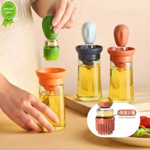 Distributeur d'huile pour cuisine cuisson Grill brosses BBQ Silicone brosse avec bouteille d'huile 2 en 1 compte-gouttes accessoire de mesure pour la cuisine