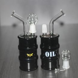 Glas Oil Rigs bong Rig Recycle drum 14mm nagel en koepel 6.6" Waterpijpen schar helder zwart voor kiezen