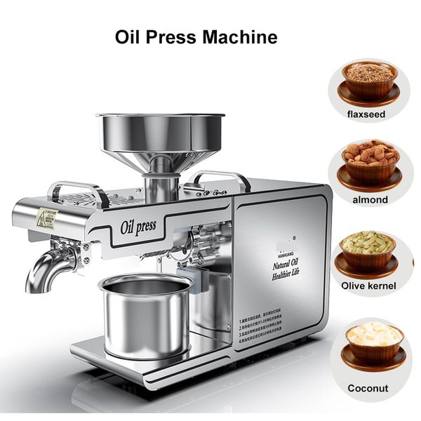 Extracteur d'huile Équipement de transformation des aliments Contrôle de la température commerciale Machine de presse à huile de pressage à chaud et à froid de noix de coco Acier inoxydable électrique intelligent