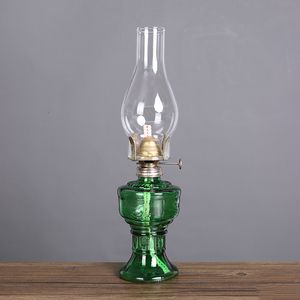 Olielamp glas kerosine (groot), kerosine olielantaarn voor rustieke decorstijl, orkaanlamp, olielampen voor binnen