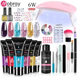 Oil Mobray Poly Nail Gel Kit Nagel Set met nageldrooglamp Basis Toplaag Extension Gel Nail Kit Nail gereedschap Manicure Set