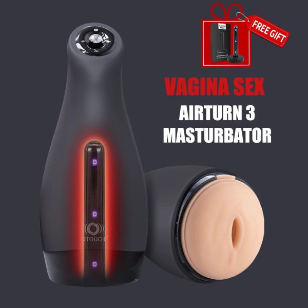 Huile otouch airturn 3 pipe sucer hine masturbator pour hommes vagin puste masturbation masturbation toys electric équipes adultes goards