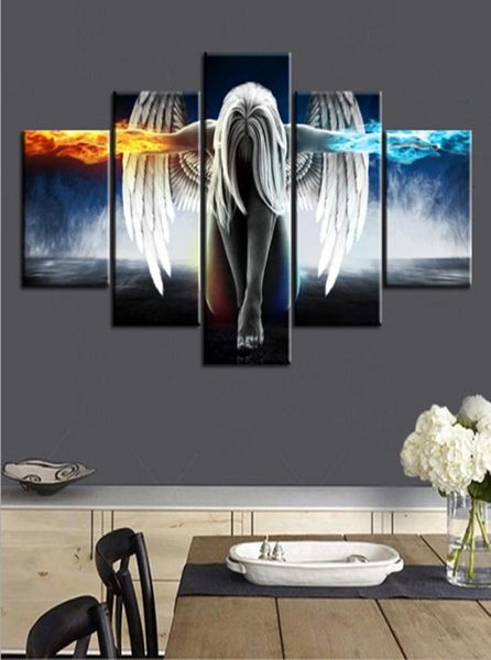 Pintura al óleo 5 piezas set Ángel demonios ala lienzo impreso anime habitación impresión arte de la pared pintura decoración arte decorativo imagen 7164399