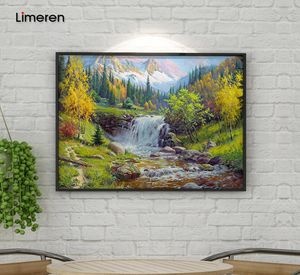 Olieverfschilderij door nummers DIY Picture Waterval Tutje op canvas Oliekleuring door hand landschapspakketten Tekent Modern Wall Art8725175