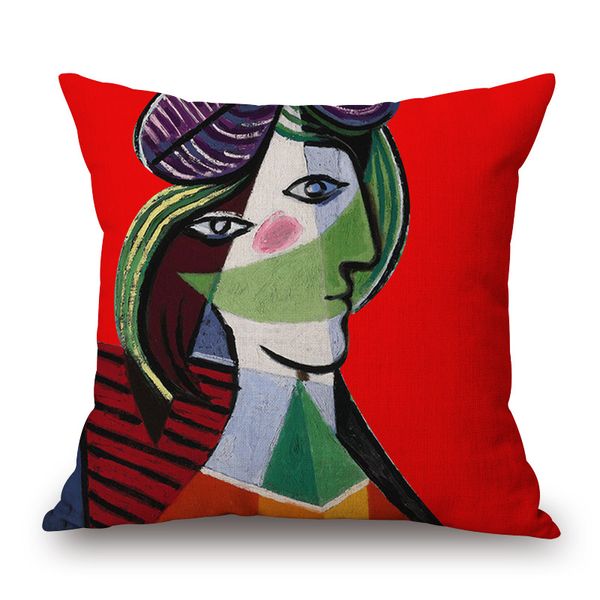 Housse de coussin peinture à l'huile picasso cojines européenne almofada vintage cojin decorativos rétro art créatif décoration de la maison 226J