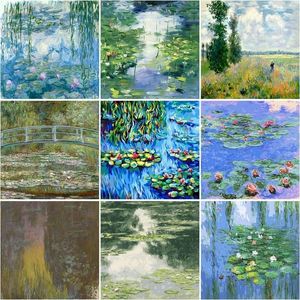 Oil Painting Digital Diy Coloring Claude Monet's Painting Type Water Lily Impress Lotus Image Digitale kleurcadeau