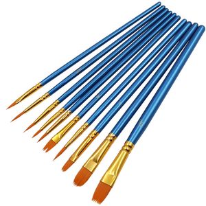 Stylo de peinture à l'huile 10 pièces/ensembles manche en bois laine de nylon aquarelle crochet ligne fournitures d'art de bureau outils de peinture HH0082SY