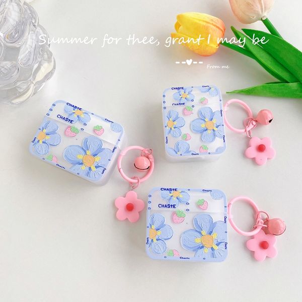 Peinture à l'huile Relief 3D Fleur Cas Pour Airpods Pro Air Pod 3 1 2 Oreille Mode IMD Soft TPU Airpod Pro 3gen Fraise Téléphone Écouteurs Accessoires Protecteur Housse Sangle