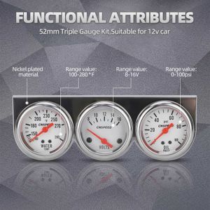 Oliedrukmeter CNSPEED Universele 52MM drievoudige meterset Voltmeter Watertemperatuurmeter Oliepersdrukmeter Auto-mechanische meterL231228L231228