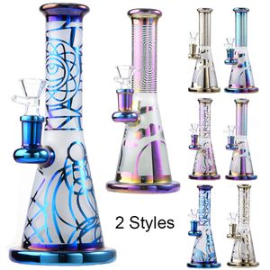 9 pulgadas Cachimbas Arco iris Bongs de vidrio coloridos Cabezal de ducha Perc Percolador 14 mm Tuberías de agua conjuntas Mini plataformas petrolíferas Pequeña plataforma Dab con tazón