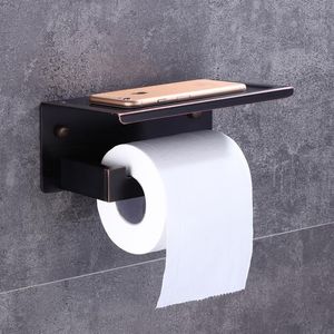 Olie Gewreven Brons Toiletrolhouder Waterdichte Hoes Wandmontage Tissue Bar Plank Opslag Houder 242n